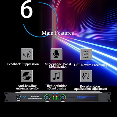 Supresor profesional de retroalimentación, soporta 8 memorias de puntos de silbido, modo de supresión de retroalimentación de 5 niveles, tecnología de cálculo automático en coma flotante, para salas de música miniatura 2