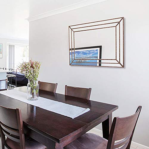 Chende Large Mirror For Decor, 33" X 24" Decorative Wall Mirror With Bronze Finish And Beveled Edge, Wood Farmhouse Mirror For Dining Room, Living Room, Hallway #TOP7