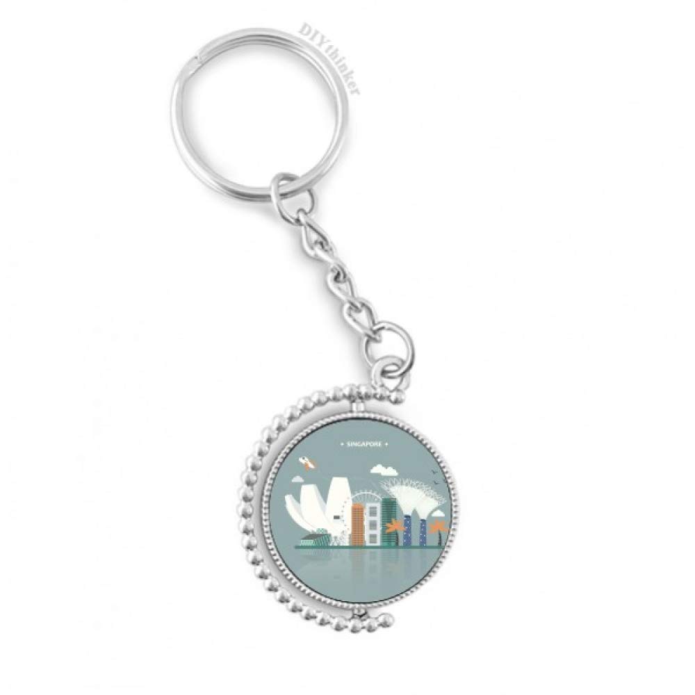 Llavero de Singapur con anillo resistente y medalla central giratoria antipérdida 4