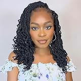 Leeven 10 Inch Wavy Senegalese Twist Crochet Hair with Curly Ends 8 Packs Black Short Pre Looped Crochet Braids Small Hanava Twist Synthetic Middle Crochet Twist for Women Girl Kids