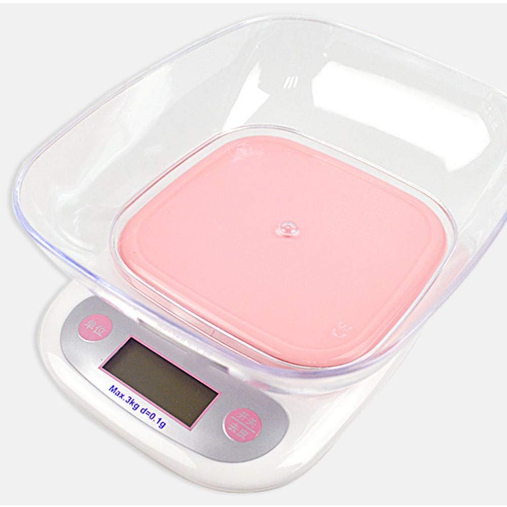 Balance de cuisine numérique de 5 kg - Balance électronique de bureau de haute précision - Mesure précise (rose, 3 kg)