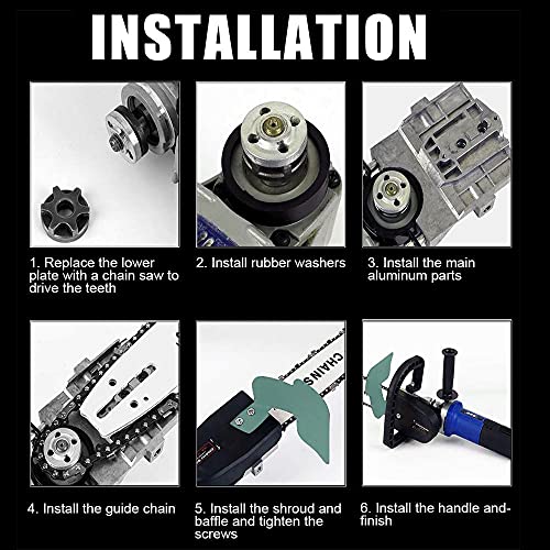 Image of Chainsaw Electric Drill Modified To Electric Chainsaw Tool Attachment Electric Chainsaws Accessory Woodworking Tool (Size : 11.5 Inch, Type : Angle Grinder Attachment)