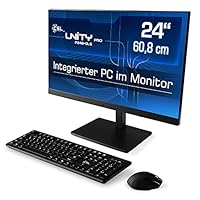 Lautloser All-in-One PC (24 Zoll) - CSL Unity Pro F24B-GLS / 1000GB M.2 SSD / 16GB DDR4-RAM / Win11 Home - Silent-PC AIO mit Intel Celeron N4120 4X 2600MHz, integrierter Webcam, AC WLAN, schwarz