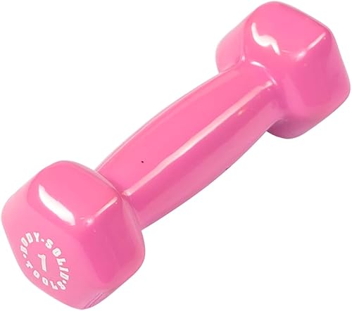 Body-Solid Tools - Mancuerna de vinilo para entrenamiento aeróbico y terapia física, pesas de mano para mujeres, mancuernas hexagonales