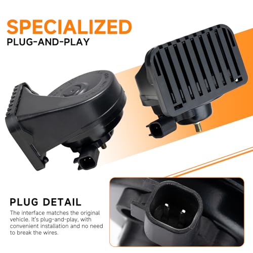 Image of Car Horn Compatible with Ford /GMC /Chevrolet /Ram /Tesla 12V 130dB Loud Dual-Tone Snail Horns for Ford with 1 to 2 Plug Wiring Harness