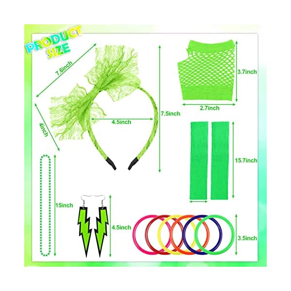 Paxcoo 80s accessories for women, women's 80s outfit costume with neon headband, leg warmers for women girls 80s party - image 7