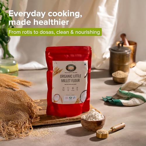 Image of Millet Amma Certified Organic Little Millet Flour 1kg | Samai Flour | Kutki Atta | Unpolished | High Protein | Gluten Free | Ideal for Poori, Dosa & Roti