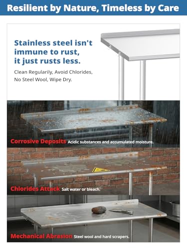 Image of Atelicf NSF Stainless Steel Prep Table 24X60 inch, Rounded Flat Top