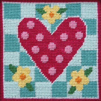 Polka Dot Heart - Needlepoint Kit