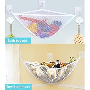 Mesh Bath Toy Holder - Kids Bath Toy Net for Tub, Bathtub Toy Holder Basket, Corner Bath Toy Storage Bin Hammock Organizer, Shower Caddy Hanging Bag - Baby Bathroom Toys Storage with Suction Cup Hooks Mesh Bath Toy Holder Kids Bath Toy Net for Tub Bathtub Toy Holder Basket Corner Bath Toy Storage Bin Hammock Organizer Shower Caddy Hanging Bag Baby Bathroom Toys Storage with Suction Cup Hooks
