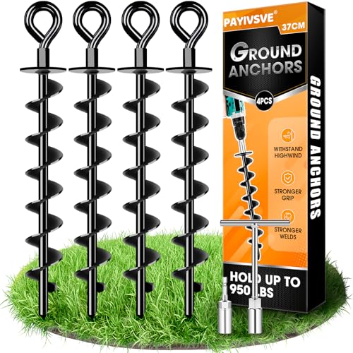 Schwerlast Bodenanker 4 Pack,Robust voll verschraubter Erdanker zur Befestigung von Trampolinen, Vordächern, Schaukeln usw