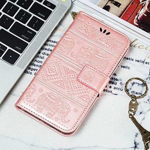 Image of TELETEL Elephant Embossing Design Magnetic Closure Wallet Flip Case Cover for Vivo V50 5G(Faux Leather|Pink)