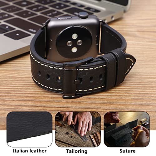 Image of HUAFIY Compatible for Apple Watch Bands 42mm 44mm45mm46mm 49mm 38mm 40mm41mm, Genuine Leather Band Strap for iWatch Series 11 /10 /9 /8,7,6,5,4,3,2,1, Ultra3 2 1