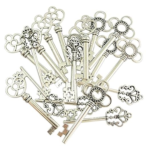 Juego de 30 colgantes de estilo antiguo mixto con diseño de esqueleto y corazón (plata) | Ya disponible en tu tienda friki favorita! En mundofriki.es!