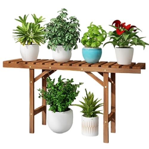 Panchina da balcone in legno per piante da interno/esterno, grande capacità, espositore per fiori, portavaso per giardino, patio, soggiorno (95 x 25 x 49 cm), resistente ed elegante