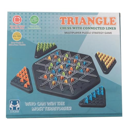 Image of Awestuffs Triangle Board Game, Territory Capture Family Game, Chain Triggle Chess Brain Teaser Strategy Puzzle Toys 2 to 4 Players (Chain Triangle Chess)