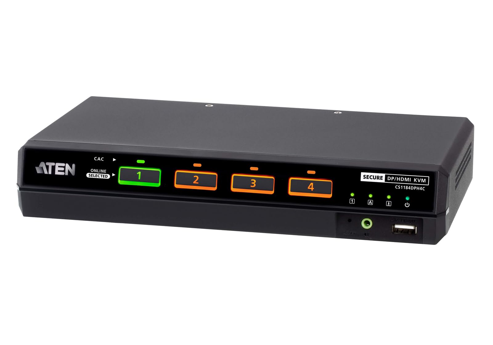 ATEN CS1184DPH4C Commutateur KVM Universel sécurisé 4 Ports USB 5K DP/HDMI à écran Unique avec Lecteur de Cartes