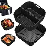 3 Pezzi Teglie Silicone per Friggitrice ad Aria, 19-23cm Contenitori Friggitrice ad Aria Accessori per Cosori 5,5L/6L/6,2L, Philips 2000 NA230 6,2L, Teglia in Silicone per Air Fryer Contenitori