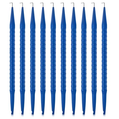 Image of Daifunli 10 Pcs Probe Pick Spudger Tools Bulk Nylon with L-Shaped Wire Hook 7 inch Length for Telecom Data Communication and Alarm Installers (Blue)