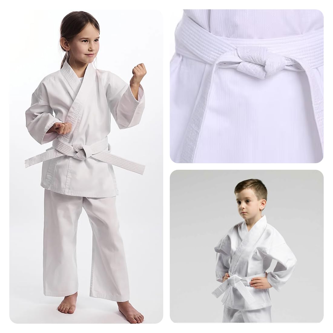 Ceintures de sports de combat Ceinture de judo 180 cm, ceinture de taekwondo, ceinture d'arts martiaux, ceinture de karaté en tissu extra épais pour enfants