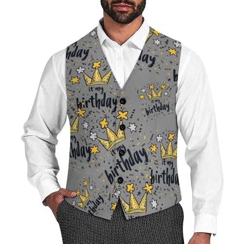 It's My Birthday Novelty Men's Suit Vest Funny Formal Dress Vests Business Waistcoat