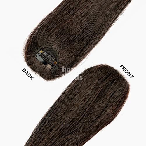 Image of Happy Heads cover up patch | Invisible cover up patch for women hair | Dark Brown | 12 Inches | 100% Human Hair Extensions for Women & Girls | Hair Accessories | Hair Wig | Hair Buns
