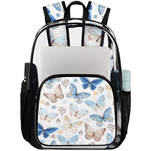 Sac à dos transparent pour le travail et l'université à motif papillon