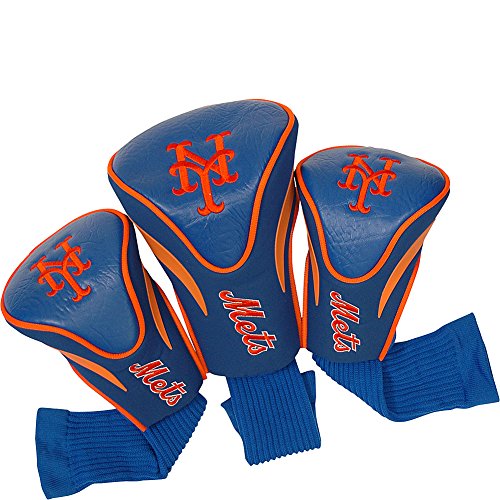 Team Golf MLB New York Mets Contour Golf Club Headcovers (3 Count), Numbered 1, 3, & X, Fits Oversized Drivers, Utility, Rescue & Fairway Clubs, Velour lined for Extra Club Protection