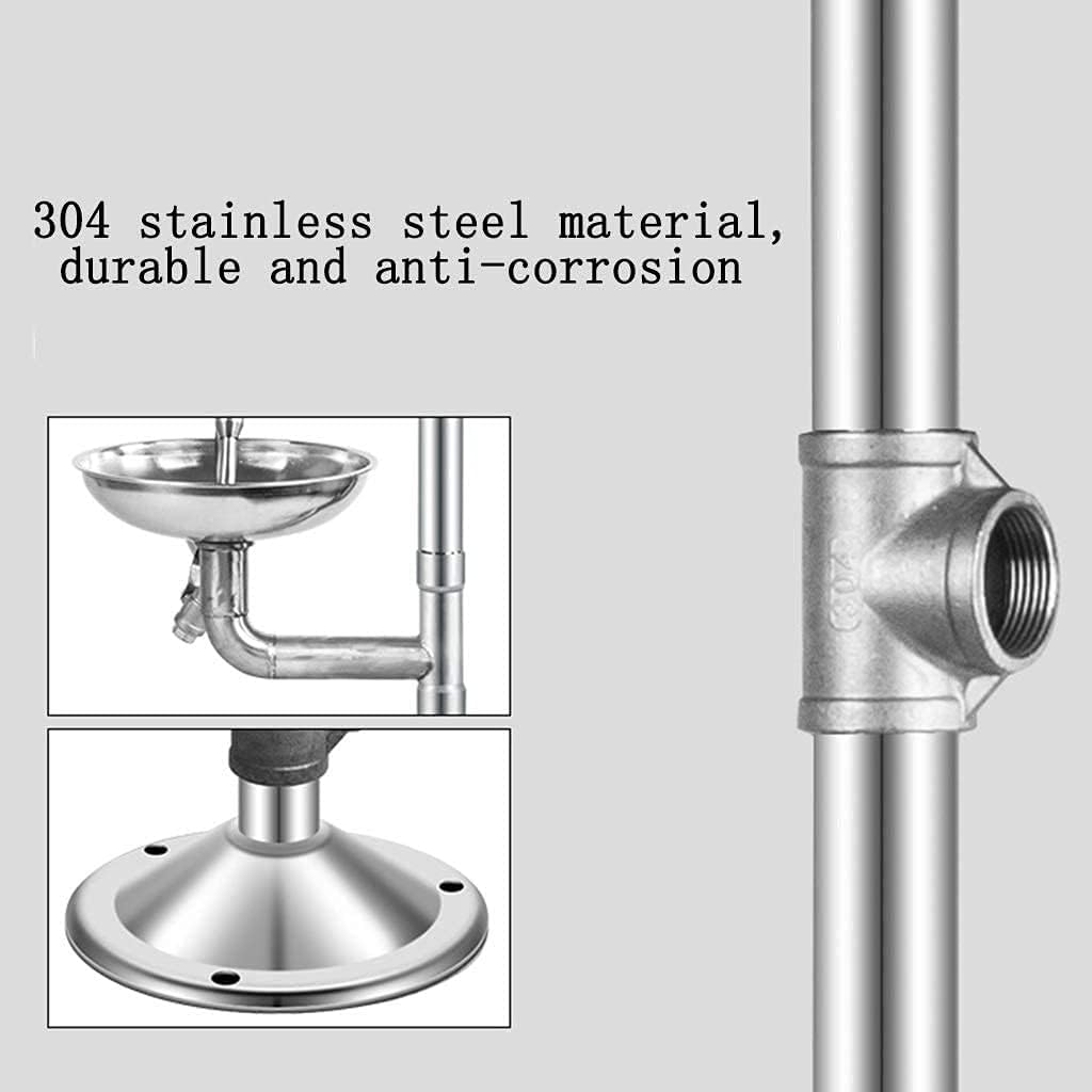 Station Stainless Steel Emergency Eyewash Antifreeze with Flip Lid Dust Cover Manual Draining Valve Compound Shower Combination Eye Washer