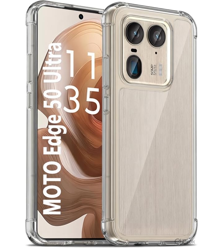Image of Lustree Back Cover Transparent Case Compatible with Motorola Edge 50 Ultra | Clear + TPU Case with 4 Corner Air Cushion Protection & Camera Protection | Slim& Stylus Cover