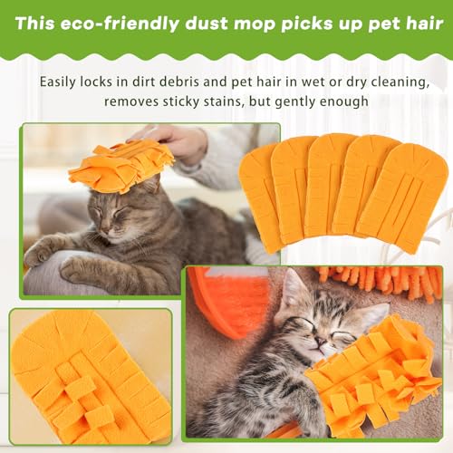 Image of Zubebe 12 Pcs Reusable Duster Refills Fleece,Orange | Soft Polyester Fiber Flat Duster Refill Multi Surface Washable Cleaning Pad Tools for Home, Blinds, Car, Pet, Furniture, Fans