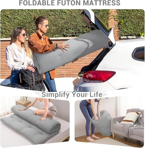 Image of Deevine Craft Quilt Cotton Floor Bed Mattress, Foldable,Rollable Movable Single Bed Comfort Gadda 1 Sleeping Capacity, S Quilted Design (Light Grey, Single Bed 72X36X5 Inches)