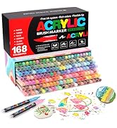 Amazon.com: 168 Colors Soft Brush Tip Acrylic Markers Set, Paint