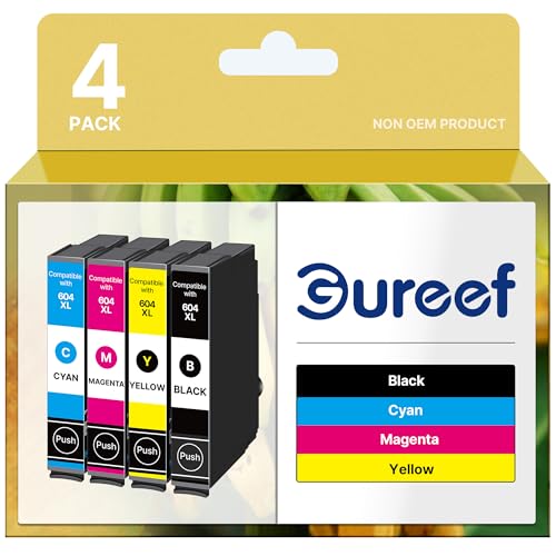 Gureef 604XL Ink Cartridges Replacement for Epson 604 Ink Cartridge Multipack for Epson XP2200 ink cartridges Expression Home XP-2205 XP-3200 XP-3205 XP-4200 XP-4205 Workforce WF-2930 WF-2935 (4 Pack)