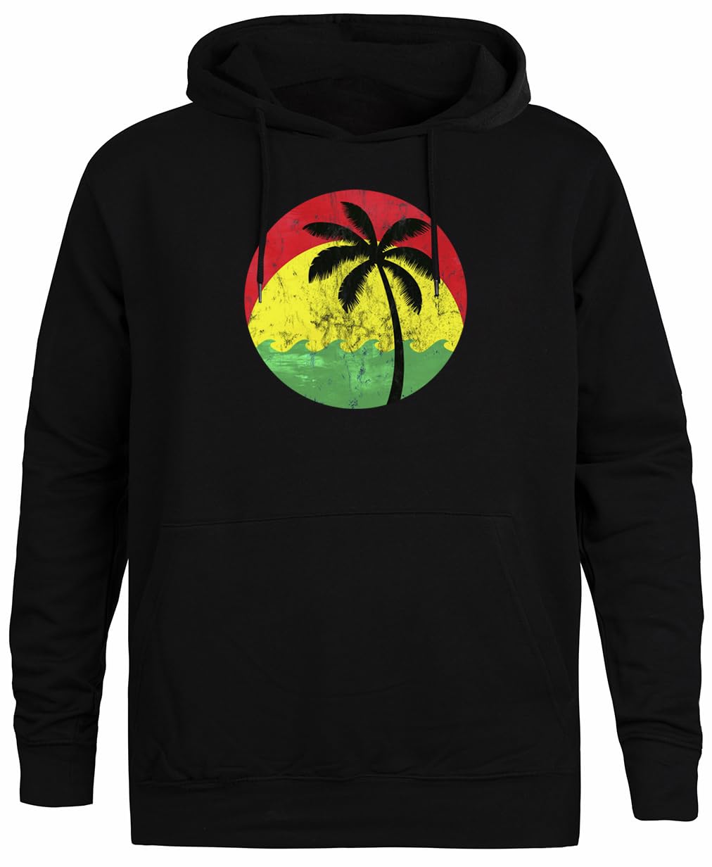 Generico Logo Reggae Vintage Felpa con Cappuccio Unisex con Cappuccio Nero