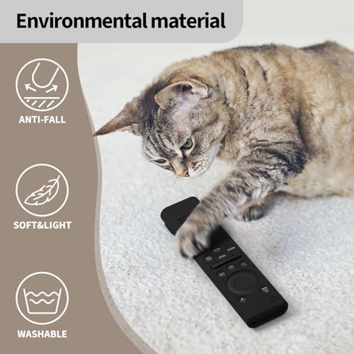 Image of OBOE Silicone TV Remote Cover for Samsung Remote BN59-01311 QLED, Black | Open Key Protective Case, With Loop, Remote NOT Included