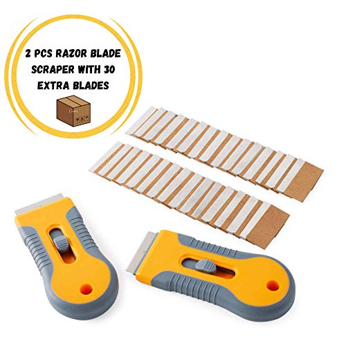 Bates- Razor Blade Scraper, 2 Pack, Razor Scraper Set With 30 Extra Blades, Razor Scraper, Window Scraper, Scraper Tool, Glass Scraper, Scraper Blades, Blade Scraper, Razor Blade Retractable. #TOP1