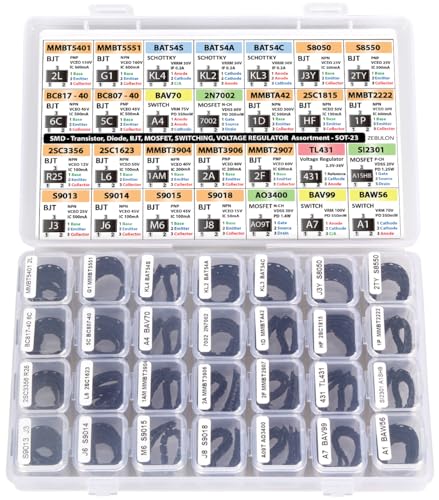 Zebulon ZBL-SMD-1400 Sot-23 Electronic Components Assortment, Transistors, Bjt thumb #2