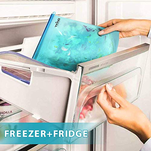 7 Pack Reusable Silicone Food Bags 3x50oz & 4x30oz- Silicone Food Storage Bag - Silicone Bags Reusable for Sous Vide - Microwave - Dishwasher Safe