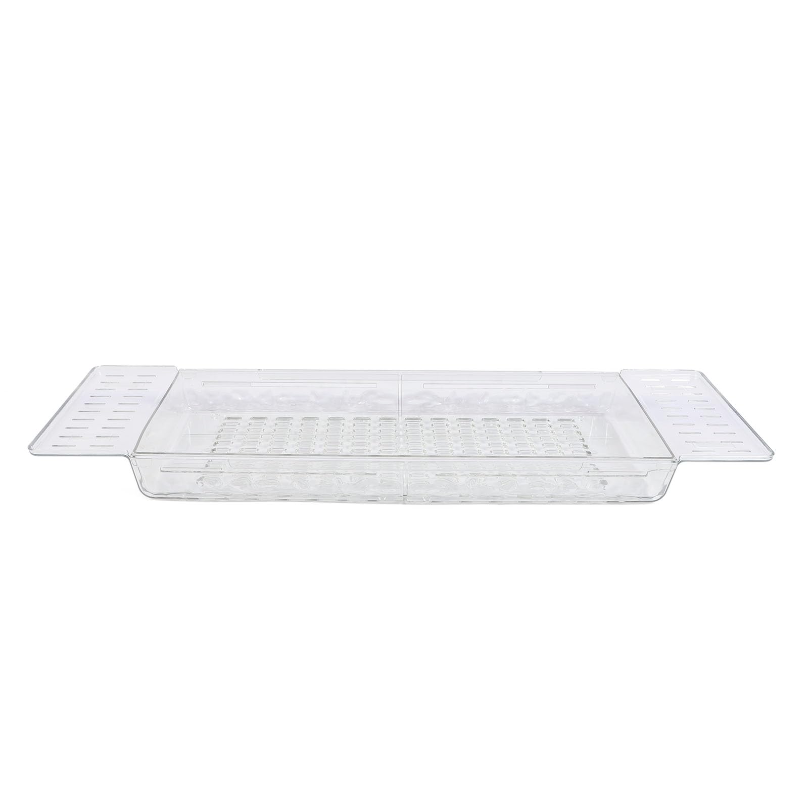 Bandeja de Bañera Retráctil Multifuncional con Diseño Elegante para Almacenamiento Organizado en el Baño, PET de Alta Transparencia, 1 Unidad (Transparente)