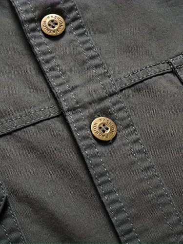 Image of FABRIPPLE Men's Cargo Jacket Shirt | 100% Cotton | 6 Pocket Utility Overshirt | Casual & Outdoor Wear | Breathable & Lightweight Fabric
