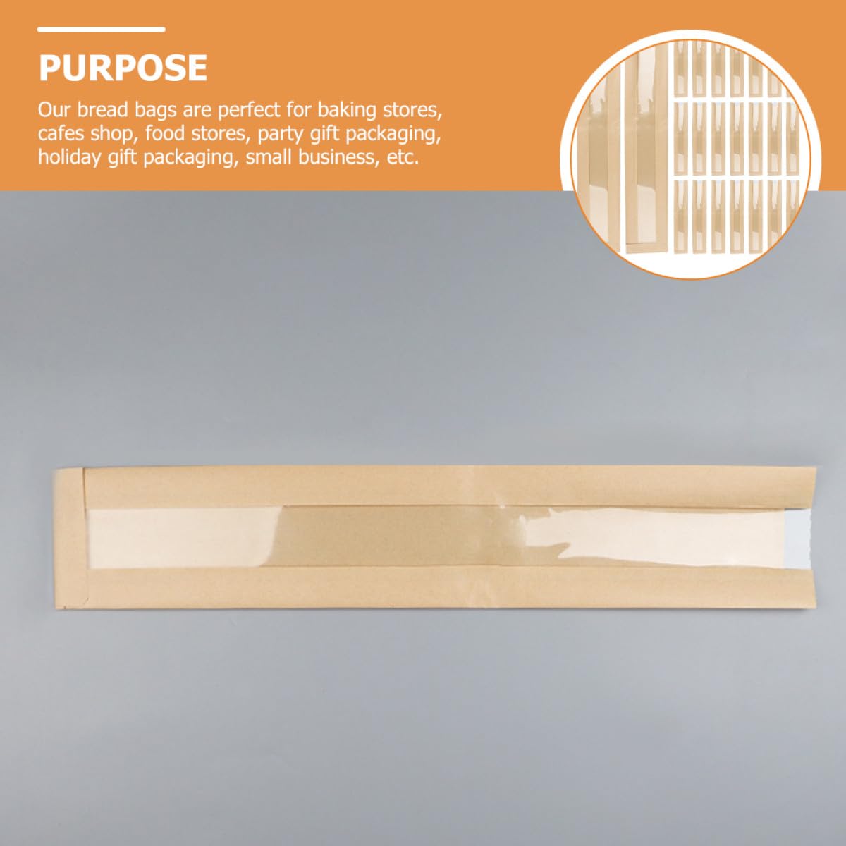 BESPORTBLE Bolsas para Pan Ventana en Forma Alargada 100 Piezas de Papel para Guardar Pan Casero y Golosinas en Fiestas