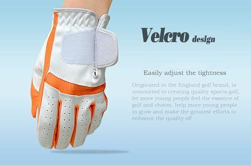 Fungreen Kids Youth Junior Toddler Boys Girls Golf Gloves Microfiber Synthetic Gloves For Left Hand Right Hand Golf Gloves Extra Value 1 Pair Orange And White Age 2-10 (X-Large(17#)) #TOP7