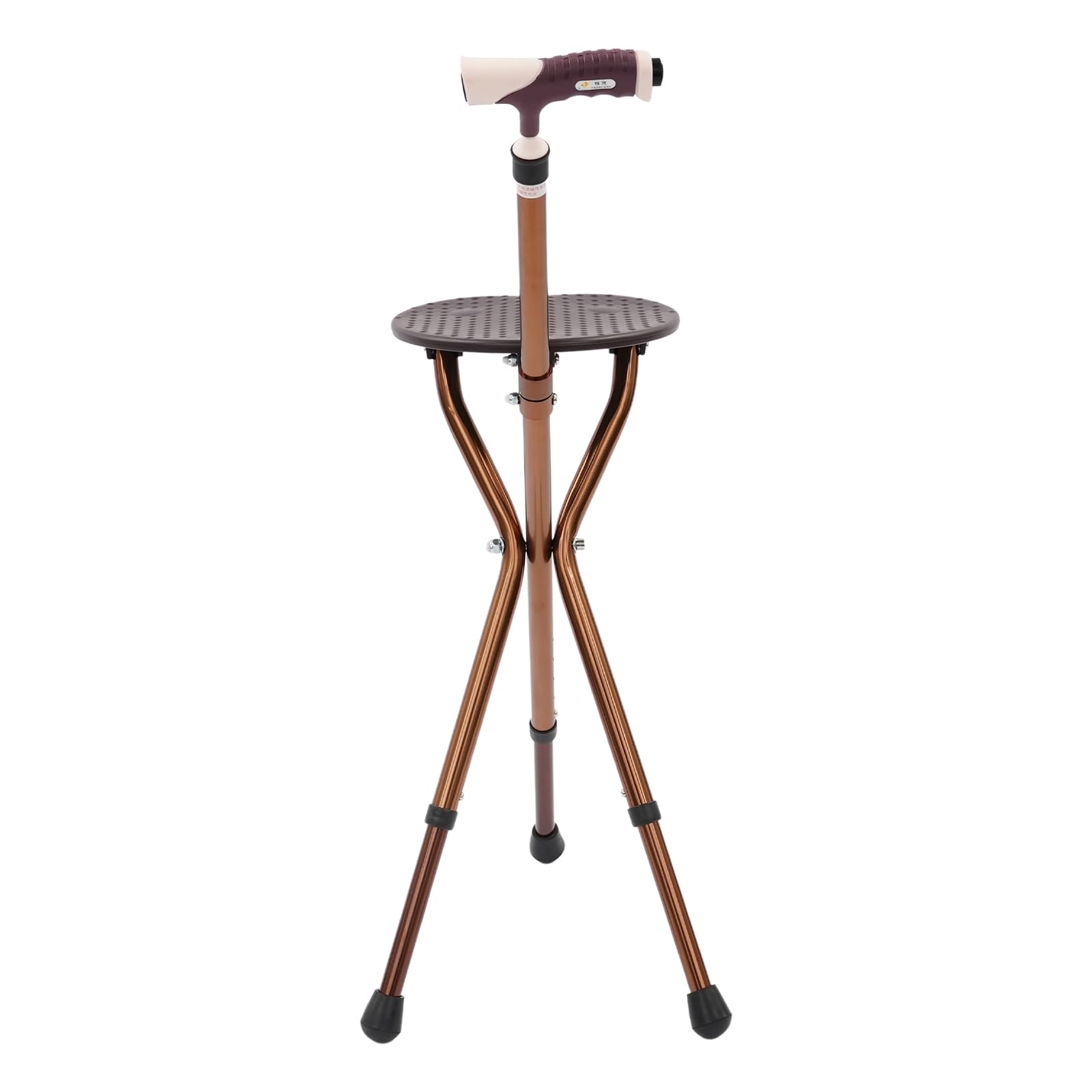 Bastón con asiento, bastón de aluminio ajustable en altura, silla plegable ligera con luz LED para apoyo de movilidad