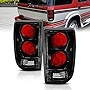 AmeriLite for 1995-2005 Chevy Blazer GMC Jimmy S-10 S-15 Dark Black Euro Tail Lights Aftermarket Brake Lamps Pair - Passenger and Driver Side