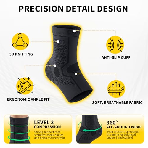 Image of CAMBIVO Ankle Compression Sleeve Support for Men & Women, 1 Pair for Sports
