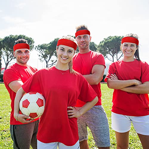 Image of Bememo 12 Pcs Sweatbands Sport Headbands for Men & Women Basketball Headband Sport Competitions Sweat Headbands Running Terry Cloth Moisture Wicking for Yoga,Tennis,Gym,Exercise