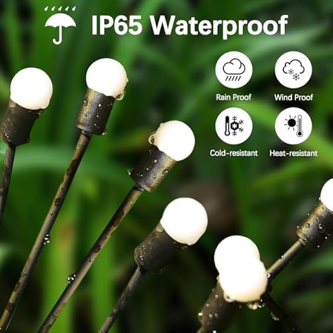 Warm-2Pack 16LED Firefly Warm Changing Lights,Garden Solar Lights Outdoor Decorative,Yard Waterproof Solar (Warm-2pcs)