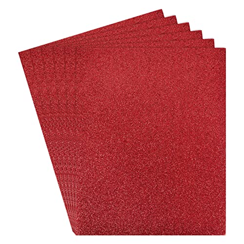 Rebower Glitter EVA Foam Sheets, [for Arts and Crafts Projects] - 11x8 Inch 2mm Thickness/Red / 6 Pcs