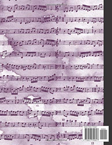 Piano Music Notebook: Large Blank Music Sheet (12 Staffs) for Learning How to Play Piano or Songwriting - Purple Music For Girls image 2
